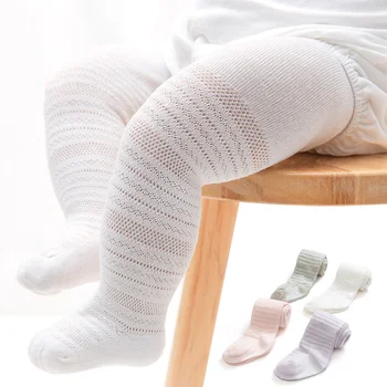 אביב קיץ רשת דק תינוק תינוק גרביונים ילדים בנות נסיכה טייץ פסים ילדים גרביים לבנים מכותנה רכה גרביים